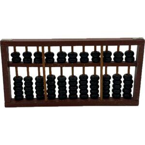 Vtg MCM Chinese Abacus Abaci 11 Digits Rods Calculator Core Wood Wooden 10 X 5